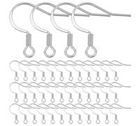 SUNNYCLUE 1 Box Mit 100 Stück Edelstahl Ohrringhaken Hypoallergene Ohrringzubehörteile Große Silberfarbene Französische Ohrringhaken Mit Zu Öffnender Schlaufe Fischhaken Ohrhaken Für Schmuckherstellun