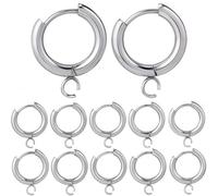 SUNNYCLUE 1 Box Mit 12 Stück Leverback Ohrringhaken Silberfarbene Französische Ohrringhaken Huggie Creolen Runder Edelstahl Leverback Ohrdraht Ohrring Beschläge Mit Schlaufen Zur Schmuckherstellung Fü