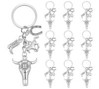 SUNNYCLUE 1 Box Mit 20 Cowboy Schlüsselanhängern Western Schlüsselanhänger Aus Antiksilberner Legierung Pferdehufe Stiefel Bullen Sets Schlüsselanhänger Für Westernpartys Hochzeitsgeschenke Geschenkar