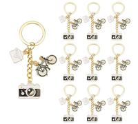 SUNNYCLUE 1 Box Mit 20 Schlüsselanhängern Im Briefumschlag Design Kamera Schlüsselanhänger Set Aus Goldlegierung Dating Motive Liebesbrief Fahrrad Fotografen Schlüsselanhänger Set Ideal als Hochzeitsg