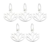 SUNNYCLUE 1 Box Sterling Silber Lotus Blume Charms Blume Des Lebens Schmuck Anhänger Hohl Lotus Baumeln Für DIY Schmuckherstellung Ohrring Halskette Armband Bastelbedarf