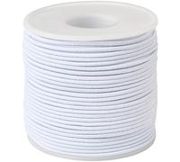 SUNNYCLUE 1 Rolle 55 Yards/50M Elastische Kordel Aus Polyester 2mm Dehnbarer Stoff Weißer Schmuckfaden Nähgarn Mit Spule Zum Perlensticken Schmuckherstellung Armbänder Halsketten Schlüsselbänder Heim