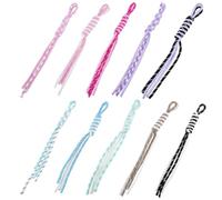 SUNNYCLUE 1 Schachtel 10 Farben Charm Kordel Schlüsselanhänger Taschenanhänger Buntes Geflochtenes Seil Lanyard Niedlicher Hasen Schleifen Herzanhänger Schlüsselanhänger Dekoration Für Rucksäcke Handt
