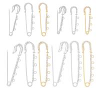 SUNNYCLUE 1 Schachtel 16 Stück 4 Größen Große Kiltnadeln Broschennadeln Mit Ösen Gold Silber Verschiedene Löcher Strassverzierungen Befestigungsmaterial Für Schmuckherstellung DIY Nähen Kleidung Decke