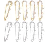 SUNNYCLUE 1 Schachtel 16 Stück Sicherheitsnadel Broschen 3 Loch Broschennadeln Mit Ösen Gold Silber Eisen Metall Strass Dekor Befestigungsmaterial Für Schmuckherstellung Damenhut Schaldekorationen Näh