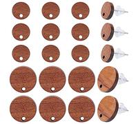 SUNNYCLUE 1 Schachtel 40 Stück Ohrstecker Aus Holz Ohrstecker Mit Loch Holzohrringrohlinge 304 Edelstahlnadeln Natürliche Flache Runde Holzohrring Für Die Schmuckherstellung Für Erwachsene Zum Basteln