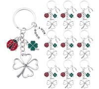 SUNNYCLUE 1 Schachtel Mit 20 Kleeblatt Schlüsselanhängern Großpackung Glücks Schlüsselanhänger Großpackung Emaille Grünlegierung Metall Hufeisen Marienkäfer Sets Glücks Schlüsselanhänger Für Geschenke