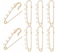 SUNNYCLUE 1 Schachtel Mit 30 Stück 65mm Goldenen Sicherheitsnadeln Sicherheitsnadel Brosche Mit Ösen Große Goldene 5 Loch Metall Eisen Kiltverschluss Broschennadeln Nadelzubehör Für Schmuck Broschenhe