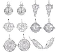 SUNNYCLUE 10 Stück Käfig Charms Glockenspiel Kugel Charm Messing Medaillon Käfig Charms Kristall Halskettenhalter Knoten Kegelförmige Charm Anhänger Zu Öffnender Liebes Herz Medaillon Käfig Großer Anh