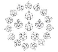 SUNNYCLUE 100 Stücke Pentacle Stern Charms Legierung Anhänger Pentacle Stern Charms Anhänger Glücksbringer Schmuckherstellung Zubehör Für DIY Ohrring Halskette Armband Herstellung