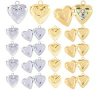 SUNNYCLUE 20 Stück 2 Farben Bilderrahmen Anhänger Goldener Medaillon Anhänger Messing Metall Zum Öffnen Herzförmige Gedenkanhänger Für Die Schmuckherstellung Halsketten Ohrringe Schlüsselanhänger Tasc