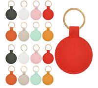 SUNNYCLUE 24er-Pack Gravierbare Leder-Schlüsselanhänger, Rund, Gold, PU-Leder, Personalisierbar, Doppelseitig, Bunt, Rohlinge zum Gravieren