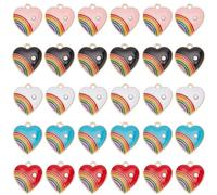 SUNNYCLUE 30 Stück 5 Farben Regenbogen Herz Charm Regenbogen Liebes Charms Herz Regenbogen Charms Metalllegierung Strass Goldener Liebes Gay Pride Regenbogen Streifen Süße Charms Masse Für Die Schmuck