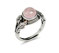 Sunongxin Rosenquarz-Ring, verstellbare Blumenringe für Damen, antiker Vintage-Schmuck für Damen