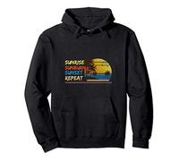 Sunrise Sunburn Sunset Repeat Tropical Beach Palm Tree Retro Pullover Hoodie
