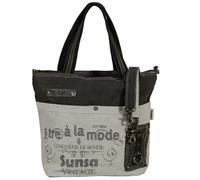 Sunsa Canvas Handtasche. Vintage Schultertasche. Graue Damentasche