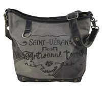Sunsa Canvas Umhängetasche. Damen/Herren Schultertasche. Crossbody Tasche mit Leder. Damentasche schwarz grau. Vintage Handtasche Studententasche Unisextasche