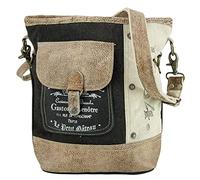 Sunsa Canvas Vintage Stil Umhängetasche. Große Damen Schultertasche. Crossbody Bag mit Leder verstellbarer Henkel. Tasche Handtasche Damentasche Frauentasche beige/schwarz