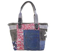 Sunsa Handtasche Damen Tasche Shopper Schultertasche Tote große Handgelenktasche Henkeltasche Damentasche Canvastasche Weekender retro Vintage mit Canvas Leder Reisetaschen Baumwolltasche jeans&rot