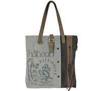 Sunsa Damen Handtasche. Große Tasche aus Canvas & Leder. Nachhaltiger Shopper. Vintage Schultertasche. Shoulder Bag Ordner A4 geeignet. Retrotasche als Geschenkideen für Frauen (grau)