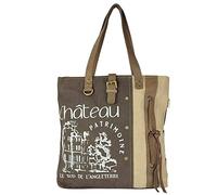 Sunsa Damen Handtasche. Große Tasche aus Canvas & Leder. Nachhaltiger Shopper. Vintage Schultertasche. Shoulder Bag Ordner A4 geeignet. Retrotasche als Geschenkideen für Frauen (braun)