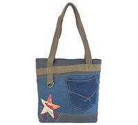 Sunsa Damen Handtasche. Nachhaltige Shopper in Vintage Retro Stil. Schultertasche aus recycelte Jeans. Große vegane Tasche als Geschenk für Frauen