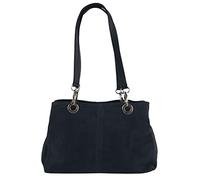 Sunsa Damen Handtasche, Schultertasche aus Blaue Wildleder. Trachtentasche/Dirndltasche