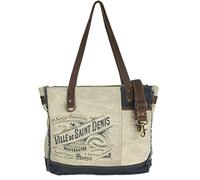 Sunsa Damen Handtasche. XXL Shopper Leinwand/Canvas & Leder. Vintage Retro Stil Tasche. Große Schultertasche. Umhängetasche als Geschenk für Frauen