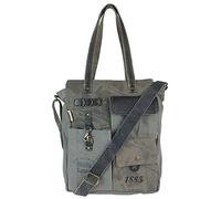 Sunsa Damen Handtaschen. Tasche aus Canvas & Leder. Graue Nachhaltige Schultertasche. Vintage Handgelenktasche mit viele Fächer. Große Shopper