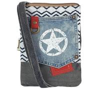 Sunsa Damen Handy Tasche kleine vegane Umhängetasche aus recycelte Jeans & Canvas