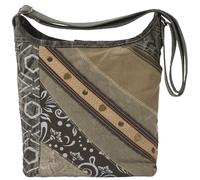 Sunsa Damen Umhängetasche. Canvas Hobo Tasche in Patchwork Design