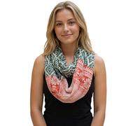 Sunsa Damen Loop Schal. 100% Baumwolle Schlauchschal für Frühlings/Sommer. Dünn Loopschal mit Blumen Design. Tücher und Schals als Frauen Geschenk (Rot/Grau #8)