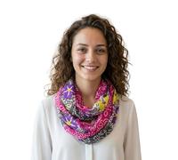 Sunsa Damen Loop Schal. 100% Baumwolle Schlauchschal für Frühlings/Sommer. Dünn Loopschal mit Blumen Design. Tücher und Schals als Frauen Geschenk (Pink/Grau # 9)