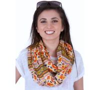 Sunsa Damen Loop Schal. 100% Baumwolle Schlauchschal für Frühlings/Sommer. Dünn Loopschal mit Blumen Design. Tücher und Schals als Frauen Geschenk (orange/grün #7)