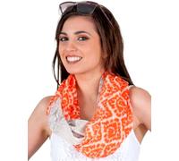 Sunsa Damen Loop Schal. 100% Baumwolle Schlauchschal für Frühlings/Sommer. Dünn Loopschal mit Blumen Design. Tücher und Schals als Frauen Geschenk (Orange/Grau #7)