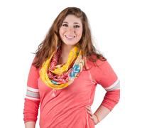 Sunsa Damen Loop Schal. 100% Baumwolle Schlauchschal für Frühlings/Sommer. Dünn Loopschal mit Blumen Design. Tücher und Schals als Frauen Geschenk (Gelb/Rot # 8)