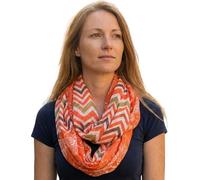Sunsa Damen Loop Schal. 100% Baumwolle Schlauchschal für Frühlings/Sommer. Dünn Loopschal mit Blumen Design. Tücher und Schals als Frauen Geschenk (Orange #2)