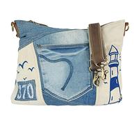 Sunsa Damen Maritim Umhängetasche. Schultertasche aus Canvas, recycelte Jeans & Leder. Große Vintage Crossbody Tasche. Nachhaltig Handtasche als Geschenkideen für Frauen/Mädchen