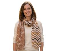 Sunsa Damen Schal, Frühlings/Sommer Halstuch, Scarf mit Blumen retro Design, Tücher und Schals als Geschenk für Frauen (orange/Kiwi grün #5)