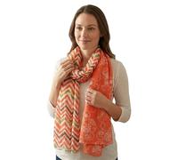 Sunsa Damen Schal, Halstuch Baumwolltuch für Frühlings/Sommer, Stola Tuch mit Blumen Design, Accessoires for Women, Scarf Tücher und Schals als Geschenk für Frauen/Freundin (orange/grün #5)