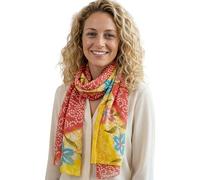 Sunsa Damen Schal, Halstuch Baumwolltuch für Frühlings/Sommer, Stola Tuch mit Blumen Design, Accessoires for Women, Scarf Tücher und Schals als Geschenk für Frauen/Freundin (rot/gelb)