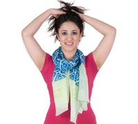 Sunsa Damen Schal, Halstuch Baumwolltuch für Frühlings/Sommer, Stola Tuch mit Blumen Design, Accessoires for Women, Scarf Tücher und Schals als Geschenk für Frauen/Freundin (blau/kiwi grün)
