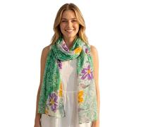Sunsa Damen Schal, Halstuch Baumwolltuch für Frühlings/Sommer, Stola Tuch mit Blumen Design, Accessoires for Women, Scarf Tücher und Schals als Geschenk für Frauen/Freundin (grün/grau)