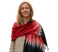 Sunsa Damen Schal. Viskose Tuch für Frühlings/Sommer/Winter. Bunte Stola mit tie dye Design als Geschenkidee für Frauen (rot/schwarz)