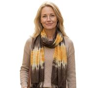 Sunsa Damen Schal. Viskose Tuch für Frühlings/Sommer/Winter. Bunte Stola mit tie dye Design als Geschenkidee für Frauen (braun/gelb)