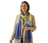 Sunsa Damen Schal. Viskose Tuch für Frühlings/Sommer/Winter. Bunte Stola mit tie dye Design als Geschenkidee für Frauen (blau/weiß)