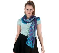 Sunsa Damen Sommer Schal. Frühling leicht & dünn 100% Baumwolle Tuch. Geblümt Halstuch als Geschenkideen für Frauen. (blau/lila)
