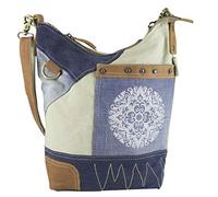 Sunsa Damen Tasche Umhängetasche Handtasche klein Canvas bag mit Jeans & Leder. Vintage Design Nachhaltige Taschen praktische Geschenke Jeanstasche Bags for Women Schultertasche Damentaschen
