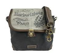 Sunsa Damen Umhängetasche. Mittlerer Messenger Tasche. Canvas/Leder Handtasche. Klein Crossbody Bag. Vintage Schultertasche. Geschenk Ideen für Frauen/Mädchen. (Grau Schwarz)