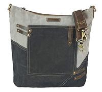 Sunsa Damen Umhängetasche. Canvas Schultertasche mit Leder. Große Vintage Crossbody Tasche. Schwarze Nachhaltige Handtasche als Geschenkideen für Frauen